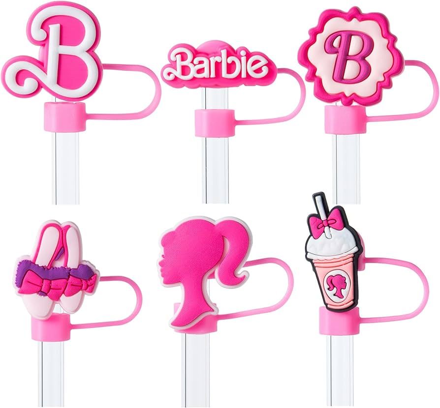 6Pcs Straw Cover Cap for Cup Straw Accessories, Cute Pink Straw Topper as Barbe and Great Accesso... | Amazon (US)