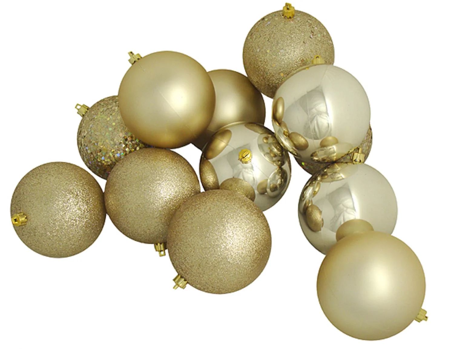 12ct Shatterproof Champagne Gold 4-Finish Christmas Ball Ornaments 4" (100mm) - Walmart.com | Walmart (US)