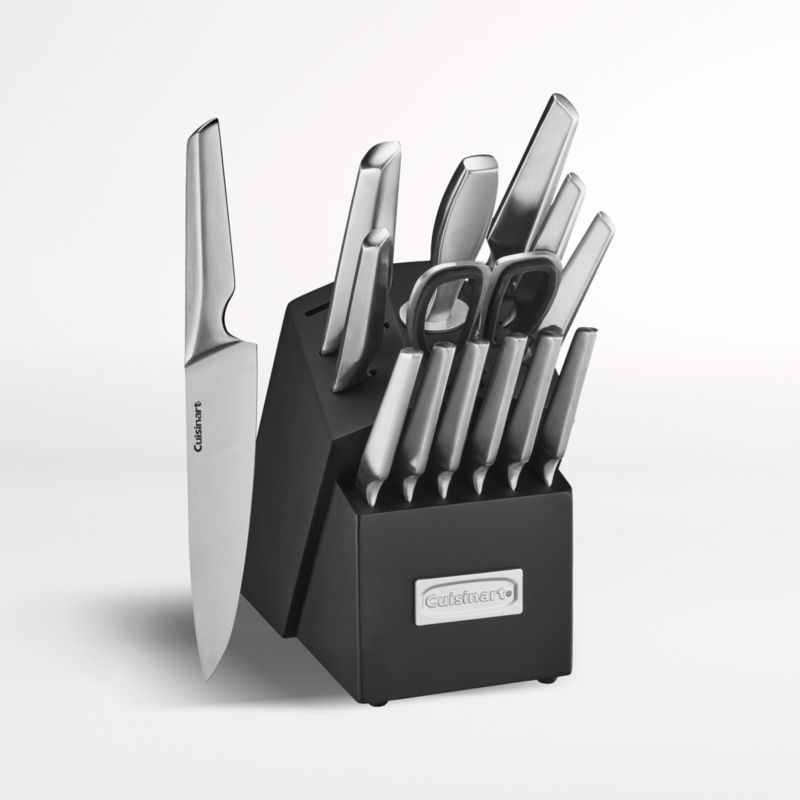 Cuisinart Elite 15-Piece Stainless Steel Knife Block Set + Reviews | Crate & Barrel | Crate & Barrel