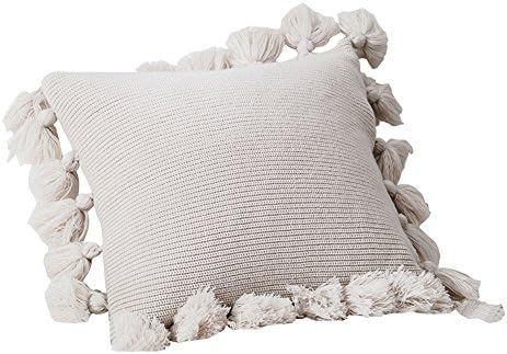 DOKOT Knit Boho Throw Pillow Covers, Woven Decorative Fringe Throw Pillow with Pom Poms Tassels, ... | Amazon (US)