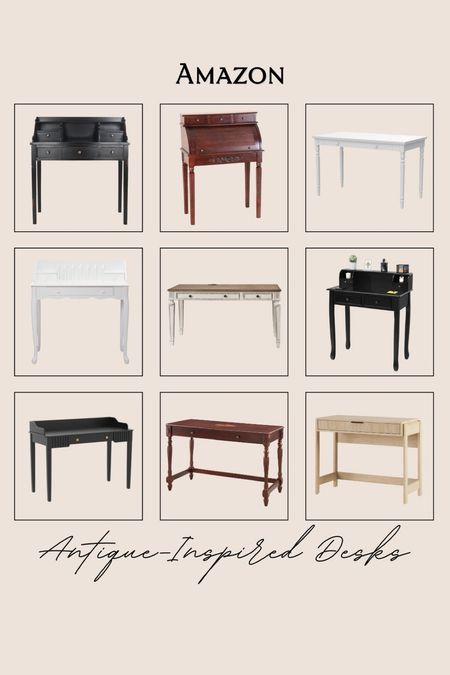 🖋️✨ Transform your workspace with these stunning antique-inspired desks from Amazon! Perfect blend of vintage charm and modern functionality. 🖤🤍