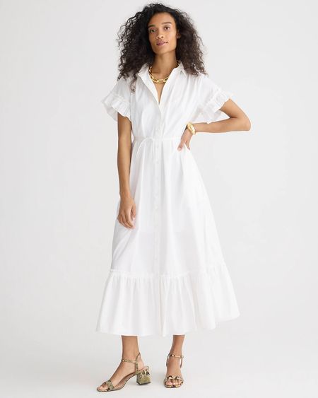 Look for less white midi shirtdress $168 vs $32 - I have the the more affordable option and love it! Fits true to size  

#LTKsalealert #LTKstyletip #LTKfindsunder50
