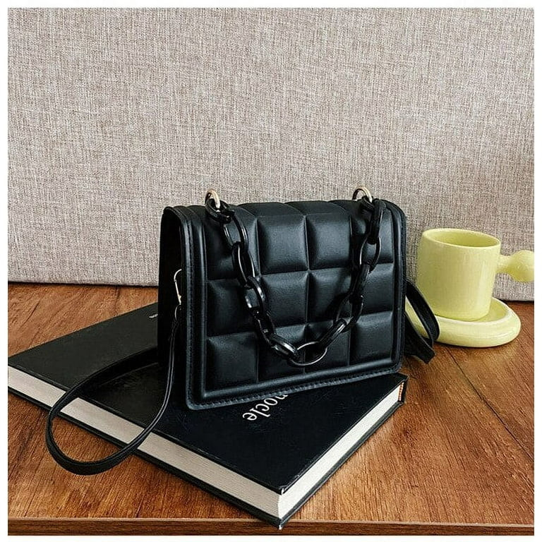 CoCopeanut Casual Ladies Mini Handbags Flap Purse Fashion Women Checkered PU Leather Solid Color ... | Walmart (US)