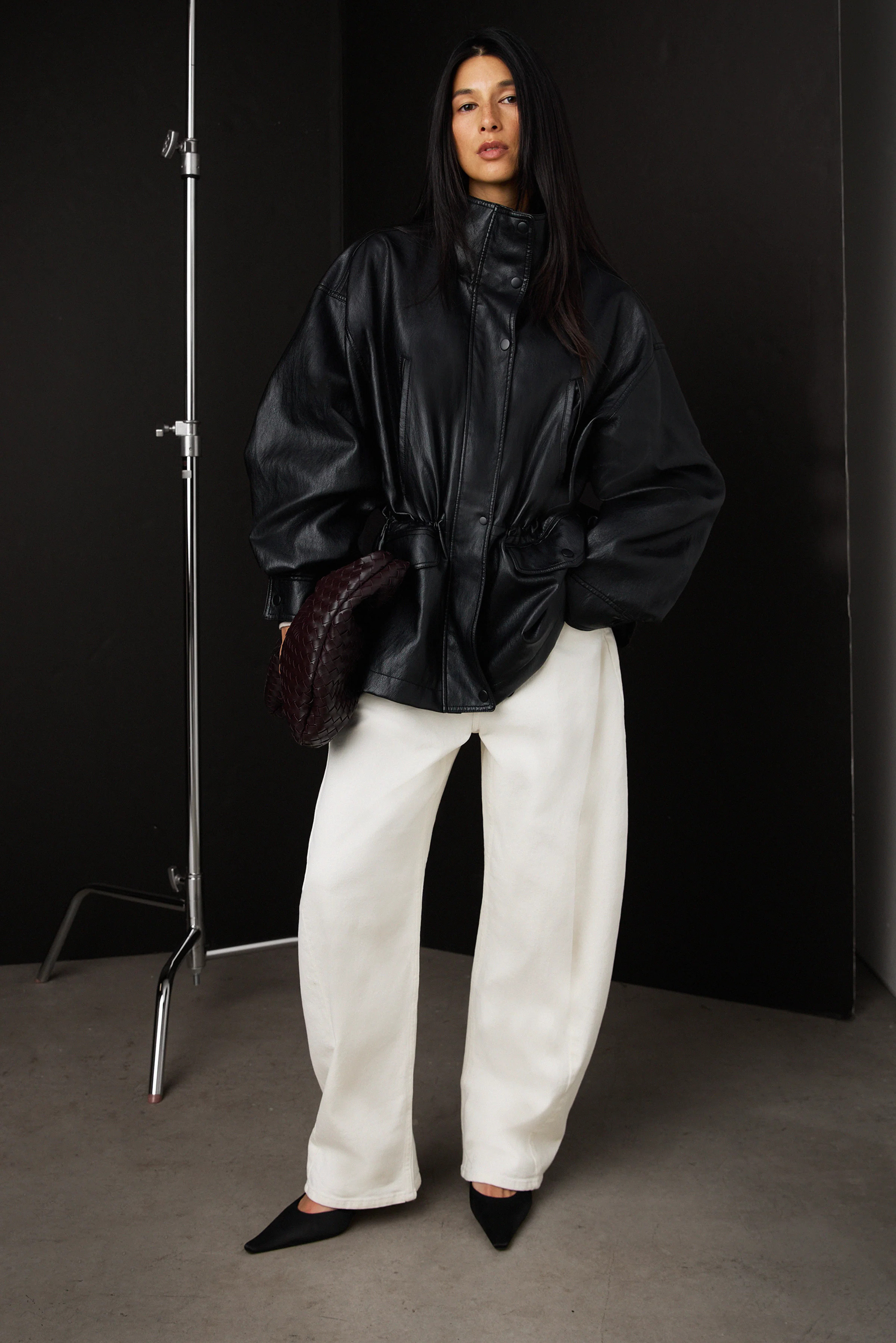 VEGAN LEATHER UTILITY JACKET Black / Large | OAK + FORT