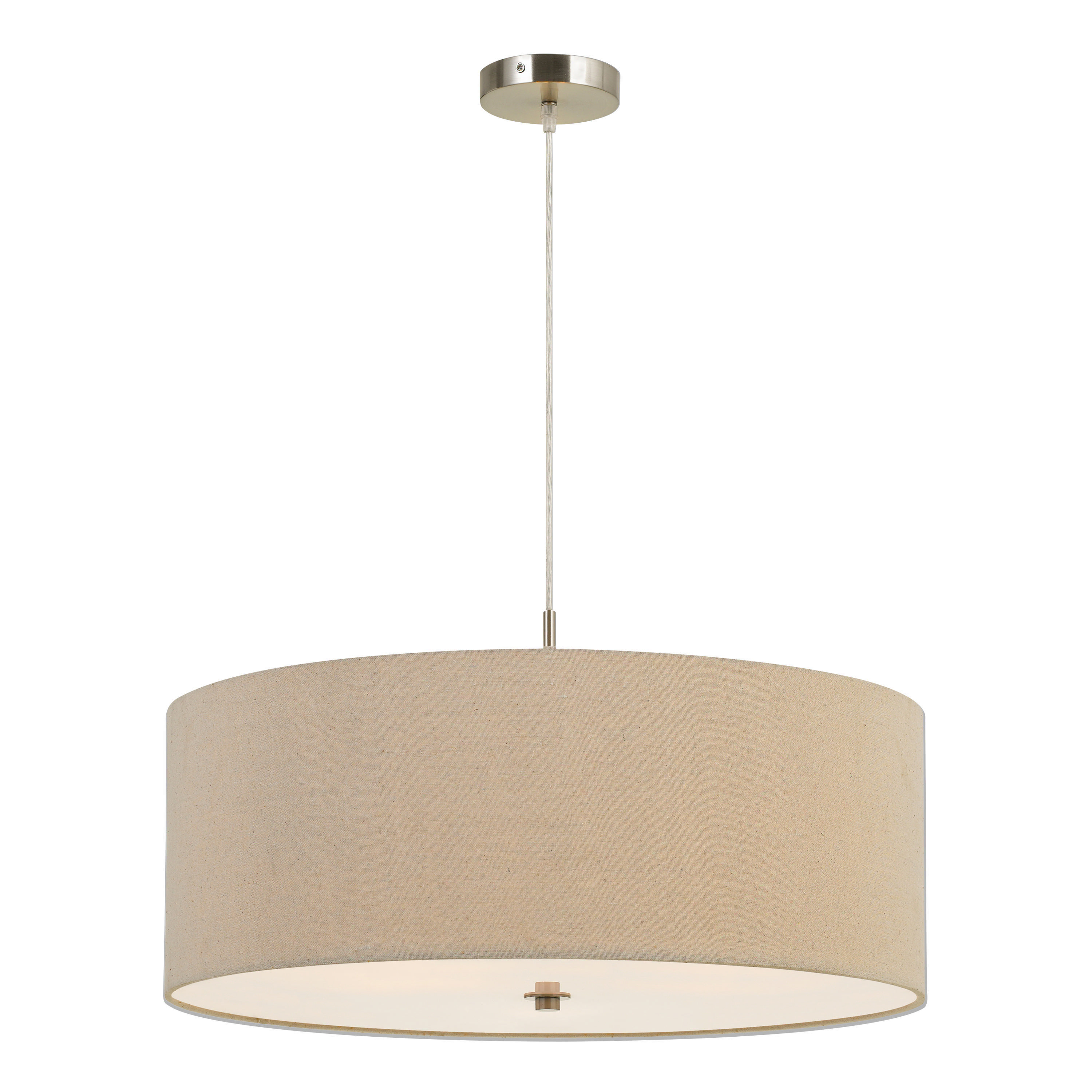Billie Large Natural Linen Drum 3 Light Pendant Lamp | World Market