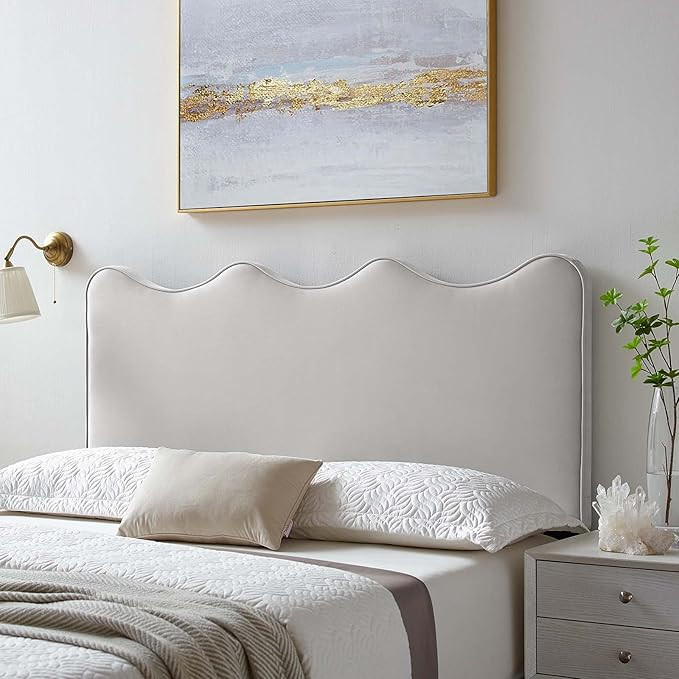 Modway Athena Performance Velvet Full/Queen Headboard in Light Gray | Amazon (US)