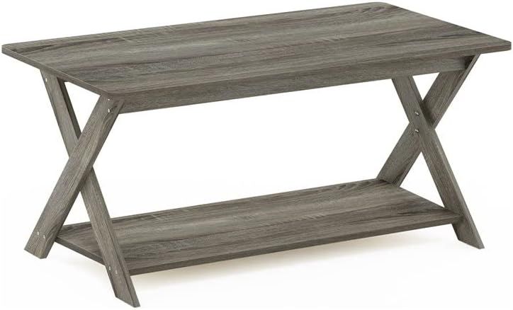 Furinno Modern Simplistic Criss-Crossed Coffee Table, 35.4 in x 19.6 in x 16 in, French Oak Grey | Amazon (US)