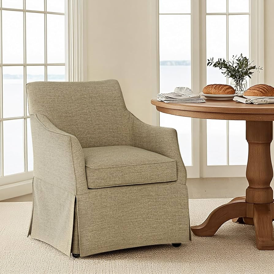 Martha Stewart London Dining Chair - Solid Wood & Plywood, Skirted Metal Base Accent Armchair, Lu... | Amazon (US)