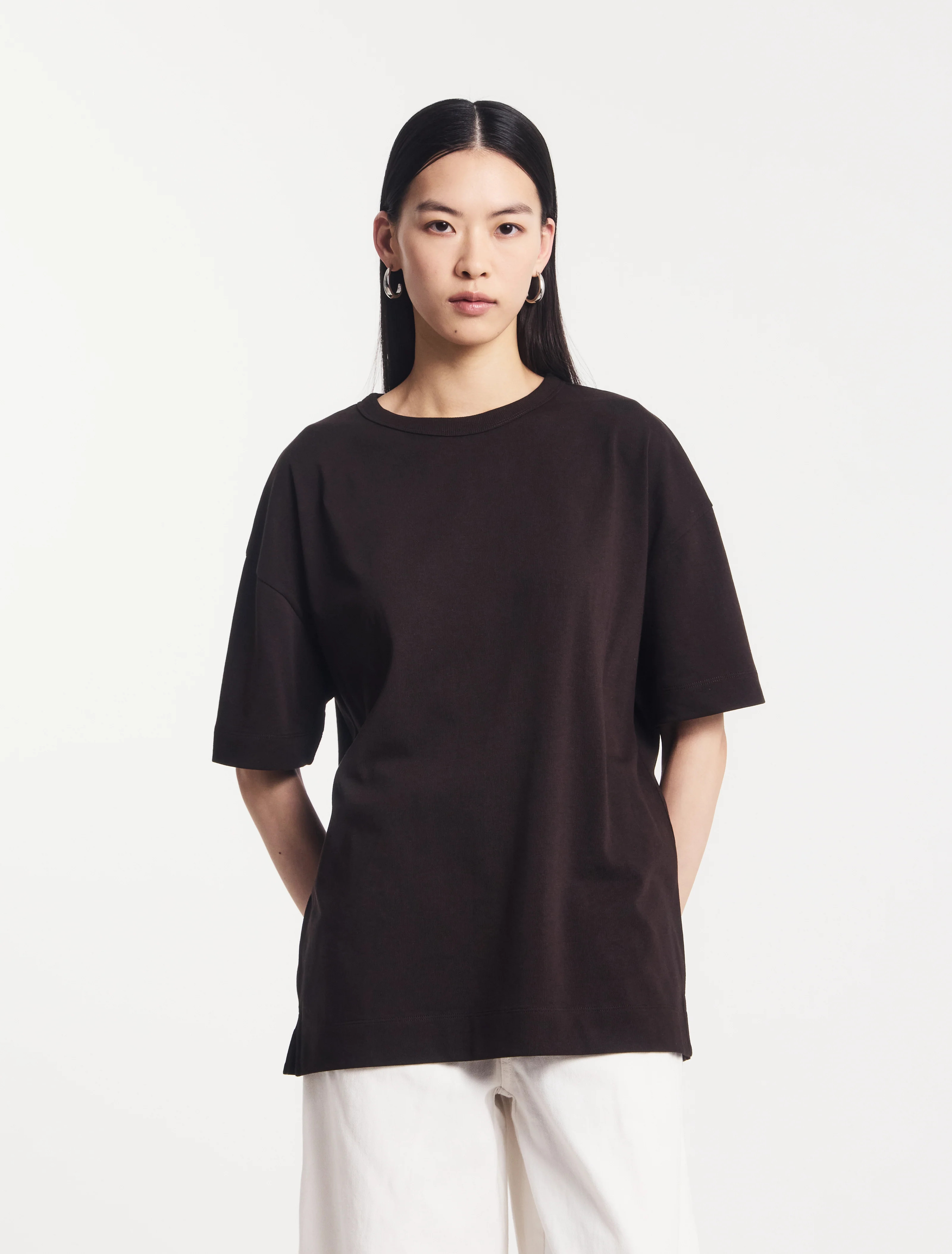 Classic Cotton Oversized T-Shirt in Bitter Chocolate | NinetyPercent