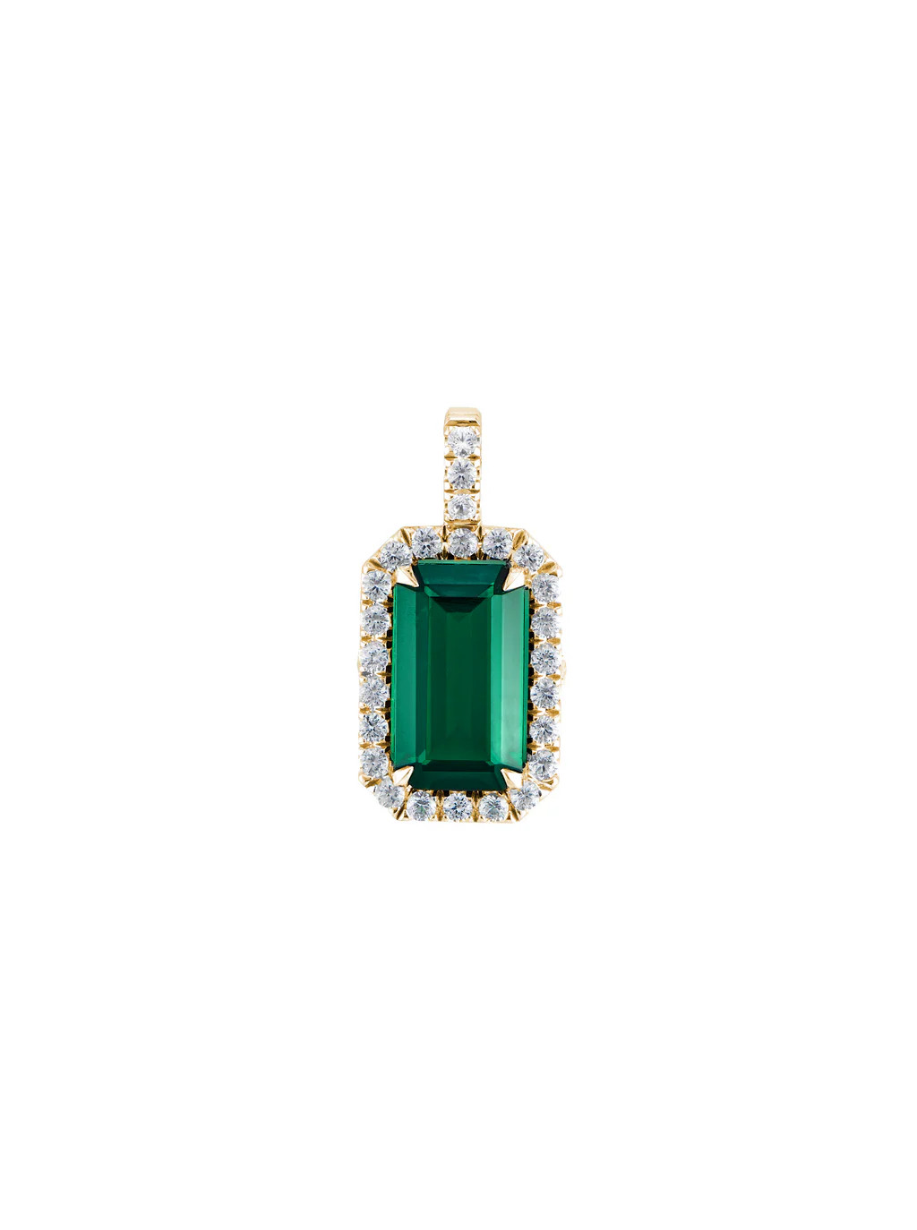 LAB EMERALD EMERALD CUT PENDANT, GOLD | Dorsey