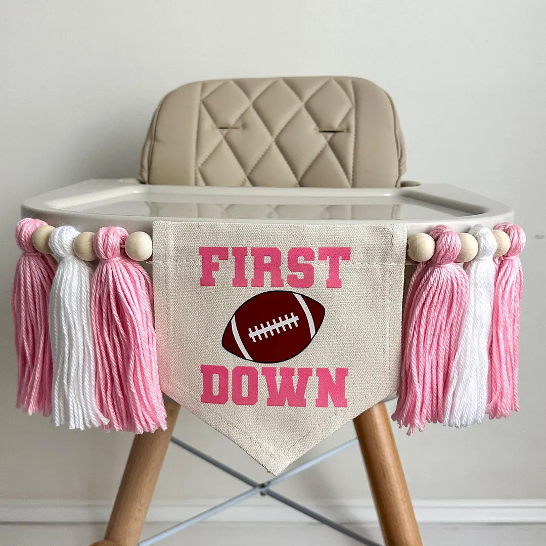 First Down Pink 1st Birthday Tassel Banner, Football Highchair Decoration,  Sports First Birthday... | Etsy (US)