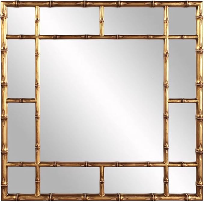 European-Style Retro Bamboo-Shaped Makeup Mirror, Rustic Rectangle Wood Window Pane Hanging Wall ... | Amazon (US)
