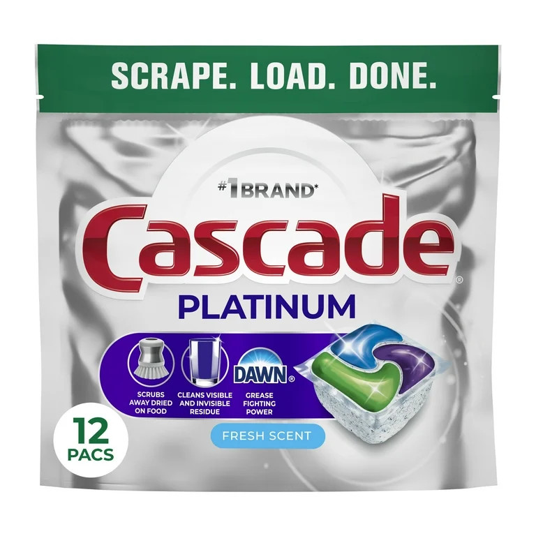 Cascade Platinum Dishwasher Pods, Dishwasher Detergent, Dish Detergent Soap, Fresh, 12 Count | Walmart (US)