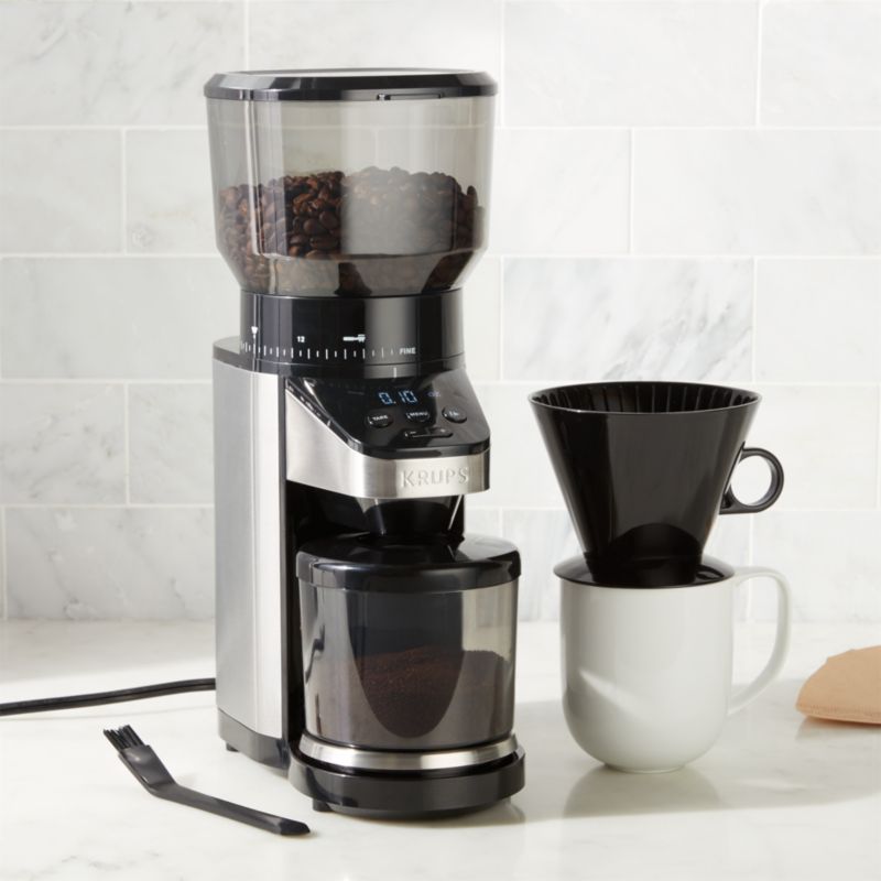 Krups Auto-Dose Grinder with Scale + Reviews | Crate & Barrel | Crate & Barrel