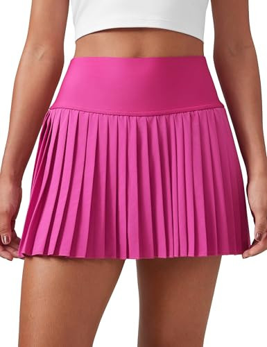CRZ YOGA Women's High Waisted Pleated Tennis Skirts with Pockets Tummy Control Casual Liner A Line Workout Golf Skorts Hibiscus Purple Small | Amazon (US)