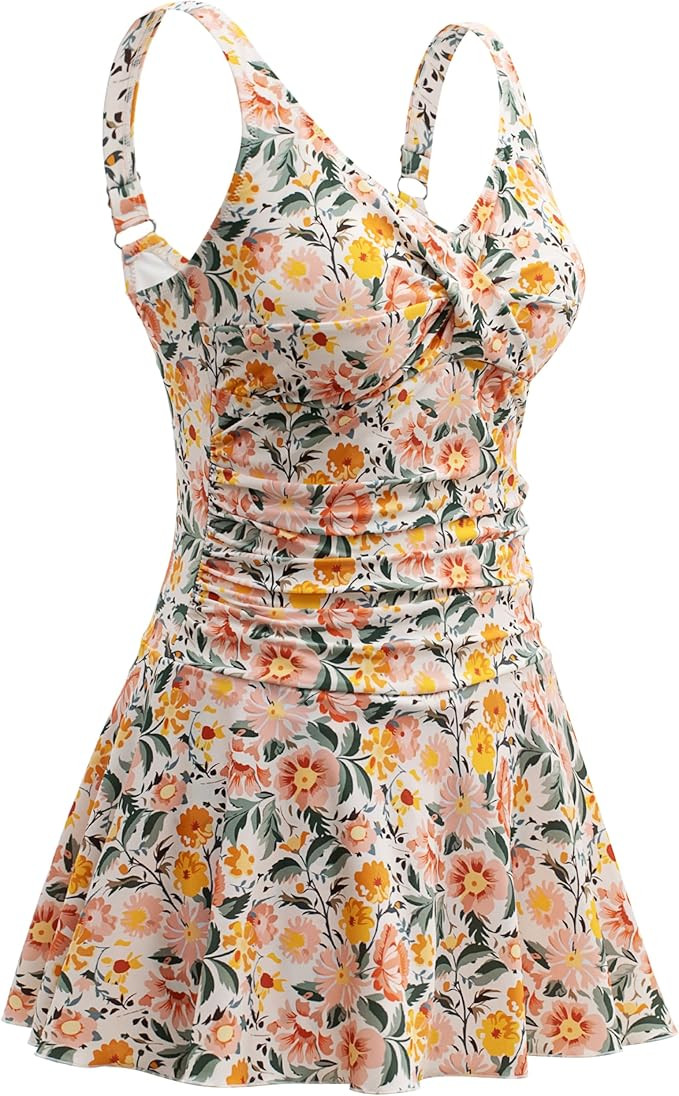 Plus Size Swim Dress for Women One Piece Swimsuit Tummy Control Swimwear Shaping Body Swimdress F... | Amazon (US)