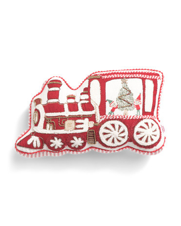 10x19 Bead Embellished Train Shaped Holiday Decorative Pillow | TJ Maxx