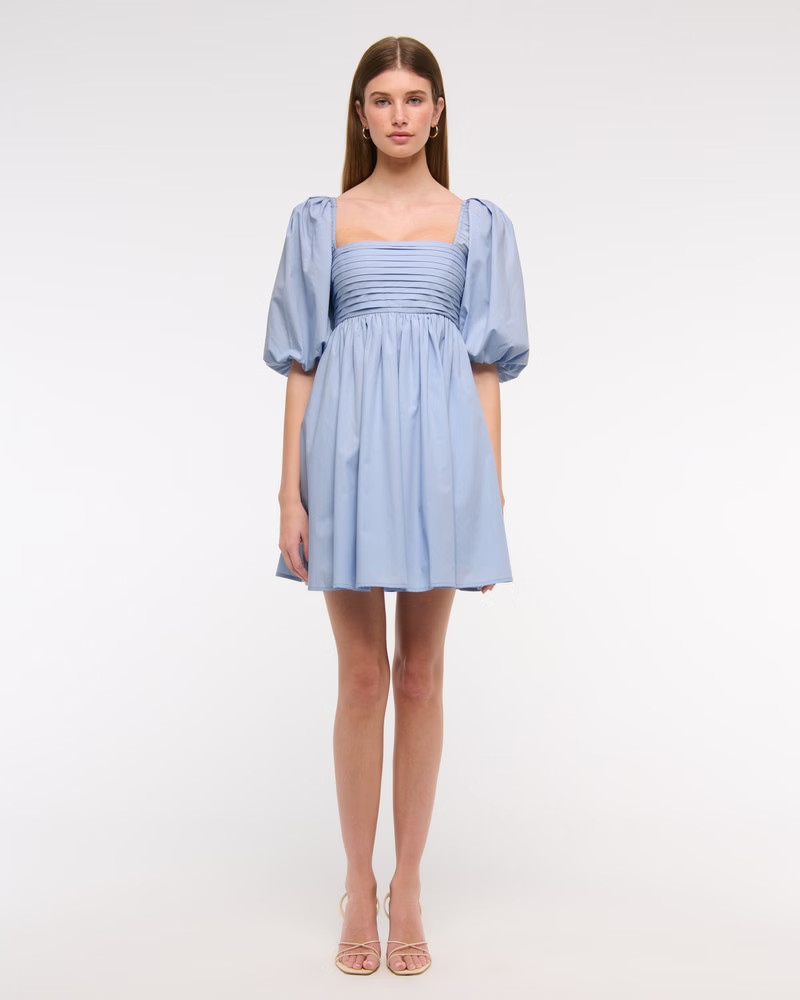 Women's The A&F Emerson Poplin Puff Sleeve Mini Dress | Women's New Arrivals | Abercrombie.com | Abercrombie & Fitch (US)
