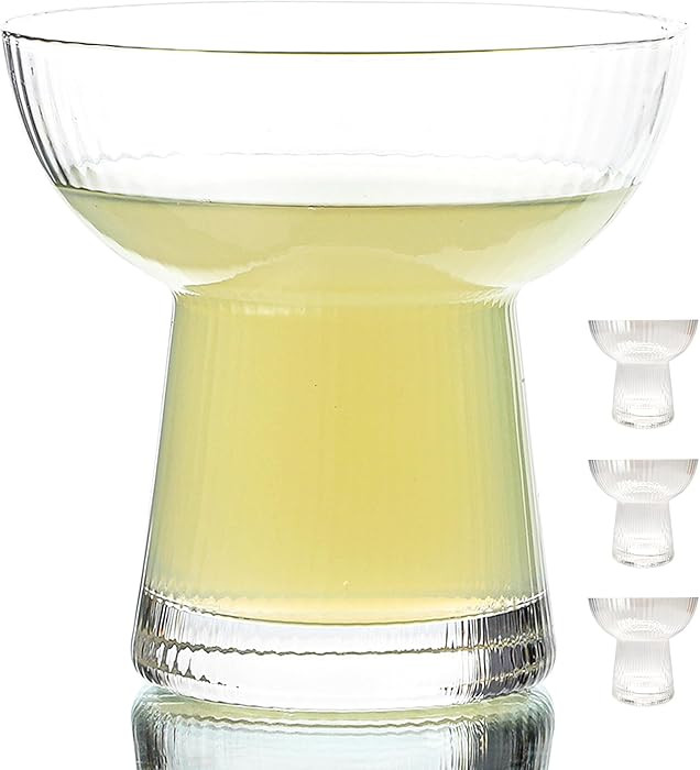 Lysenn Stemless Margarita Glasses Set of 4 - Elegant Vertical Stripes Cocktail Glasses – Premiu... | Amazon (US)