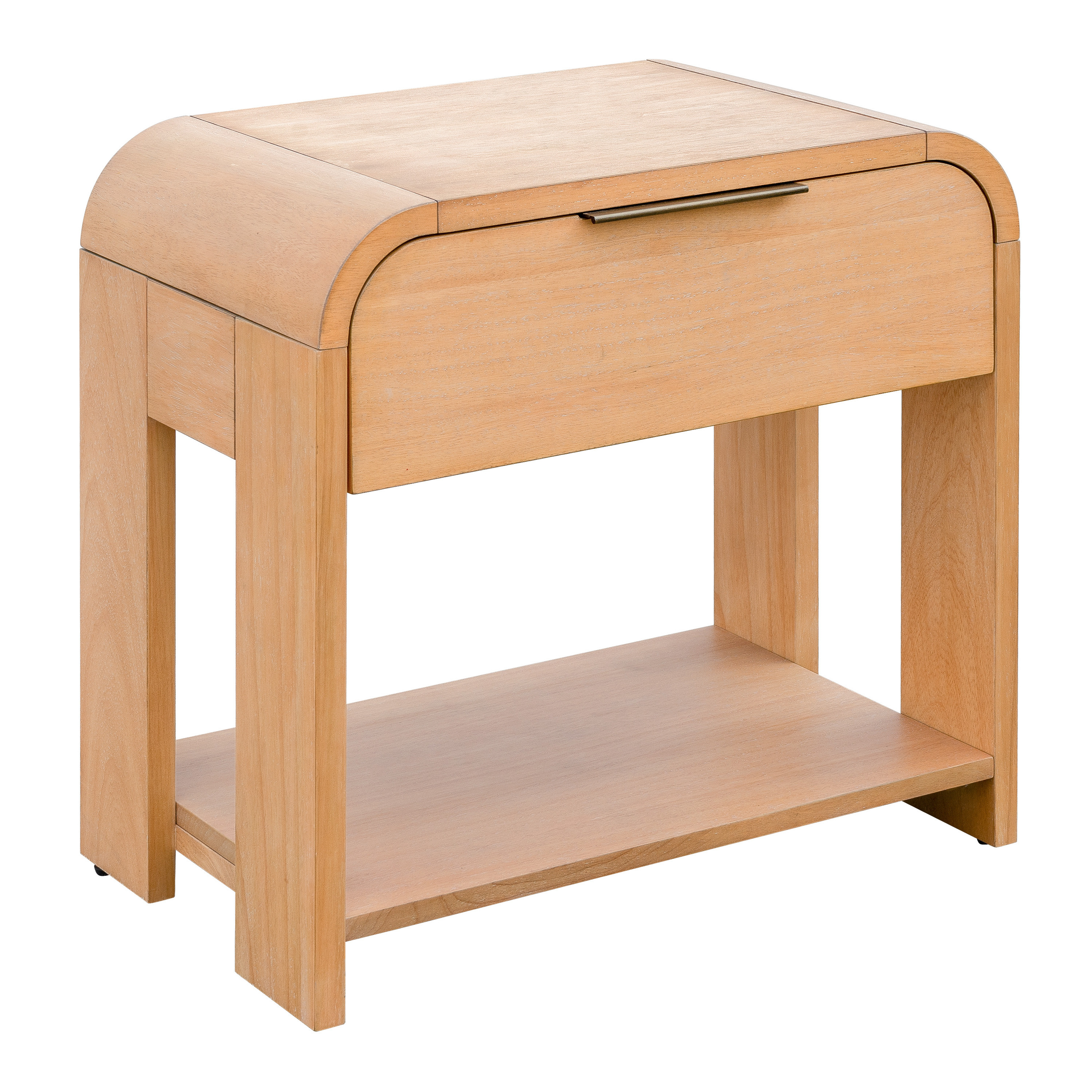Hudson Caramel Wood Waterfall Nightstand with Drawer | World Market