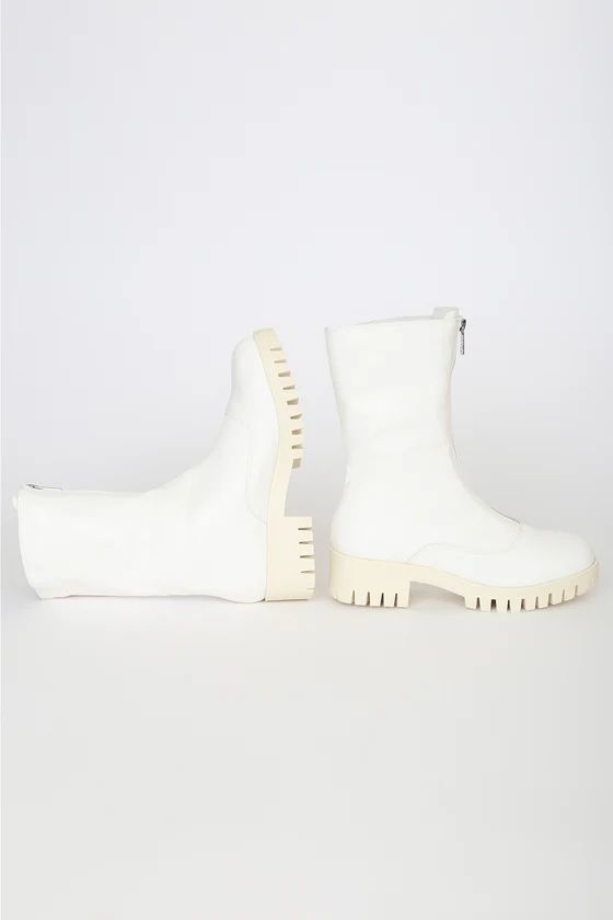 Lakelynn White Zip-Front Mid-Calf Boots | Lulus (US)