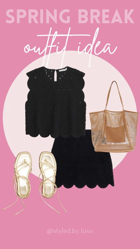 I just got this outfit in and I can’t wait to try it on! I’m picturing vacation vibes, date night, so stinkin cute! I love the black mosaic crochet. Wear it together or separate. Perfect resort wear. Love the lace up sandals. I’ll be wearing them all spring and summer. I just love the style so much. They elevate any outfit. 

#LTKSeasonal #LTKshoecrush #LTKfindsunder100