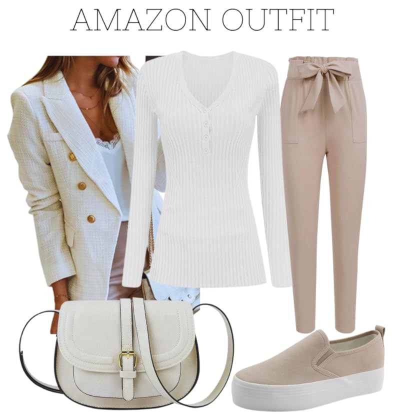 Happy Sailed Womens Double Breasted Tweed Blazers Casual Long Sleeve Open Front Blazer Jackets Wo... | Amazon (US)