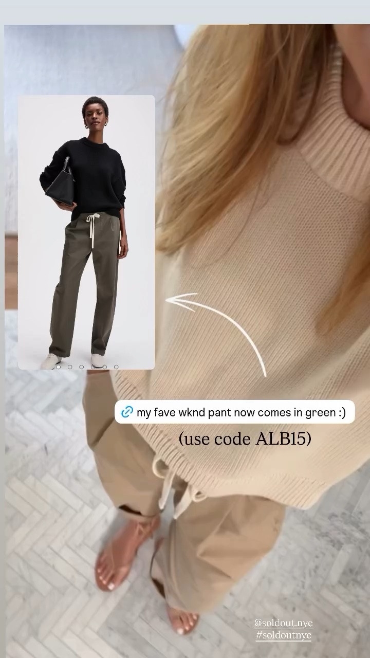 my fave weekend pant from soldout.nyc now comes in green :) (use code ALB15)

#LTKootd #LTKgrwm #LTKdayinmylife