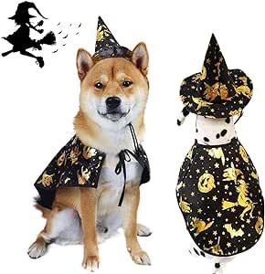 Vehomy Pet Dog Halloween Costume Dog Cat Halloween Witch Cloak Cape and Puppy Kitty Witch Hat wit... | Amazon (US)
