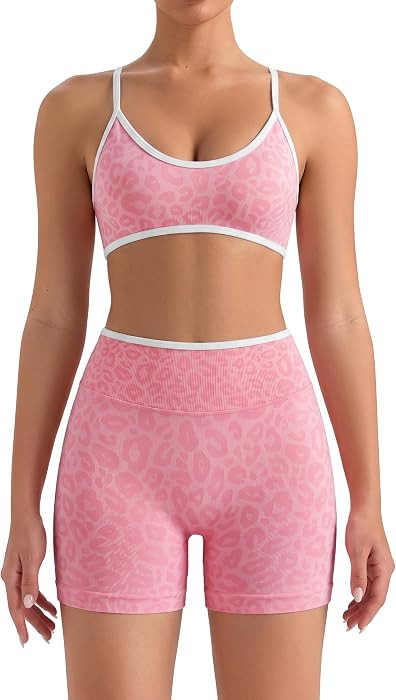 TDIFFUN Women Workout Sets 2 Piece Seamless Scrunch Butt Lifting Shorts Strappy Sports Bra Matchi... | Amazon (US)