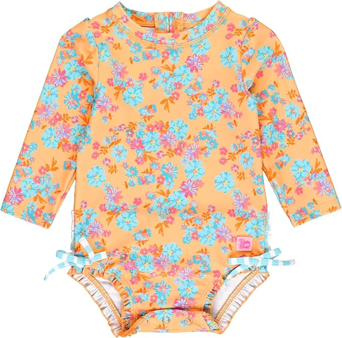 RuffleButts® Girls UPF 50+ Sun Protection Long Sleeve One Piece Swimsuit with Zipper | Amazon (US)