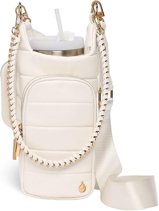 HydroBag Handle\u00ae, Vegan Leather Hands-Free Crossbody 40 Oz Water Bottle Carrier w/Strap Bund... | Amazon (US)