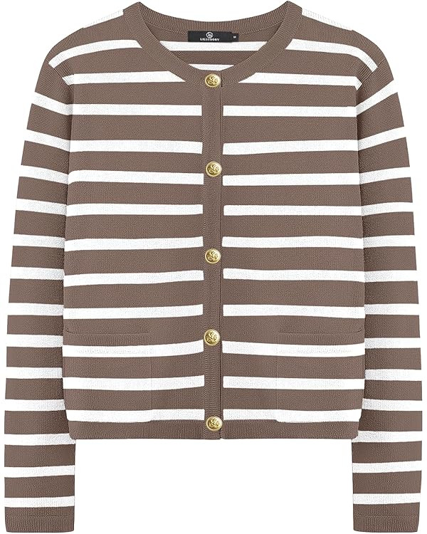 LILLUSORY Women's Striped Cardigan Sweaters Fall Outfits Clothes Fashion Trendy Long Sleeve Tops ... | Amazon (US)