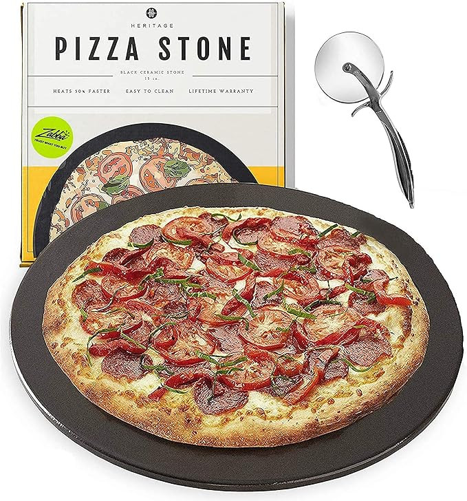 Heritage Pizza Stone, 15 inch Ceramic Baking Stones for Oven Use - Non-Stick, No Stain Pan & Cutt... | Amazon (US)