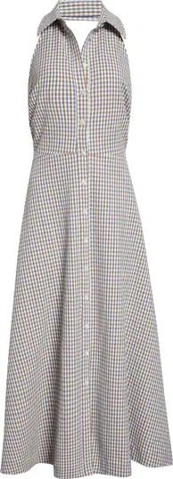 Veronica Beard Mackey Gingham Stretch Cotton Halter Shirtdress | Nordstrom | Nordstrom