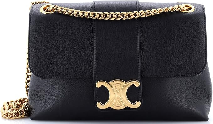 Amazon.com: Celine, Pre-Loved Victoire Flap Shoulder Bag Leather Medium, Black : Amazon Luxury | Amazon (US)