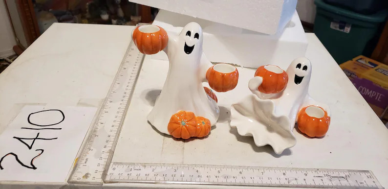 Fitz and Floyd Halloween Ghost Candle Holders Set of 2 Original Box Excellent Condition - Etsy | Etsy (US)