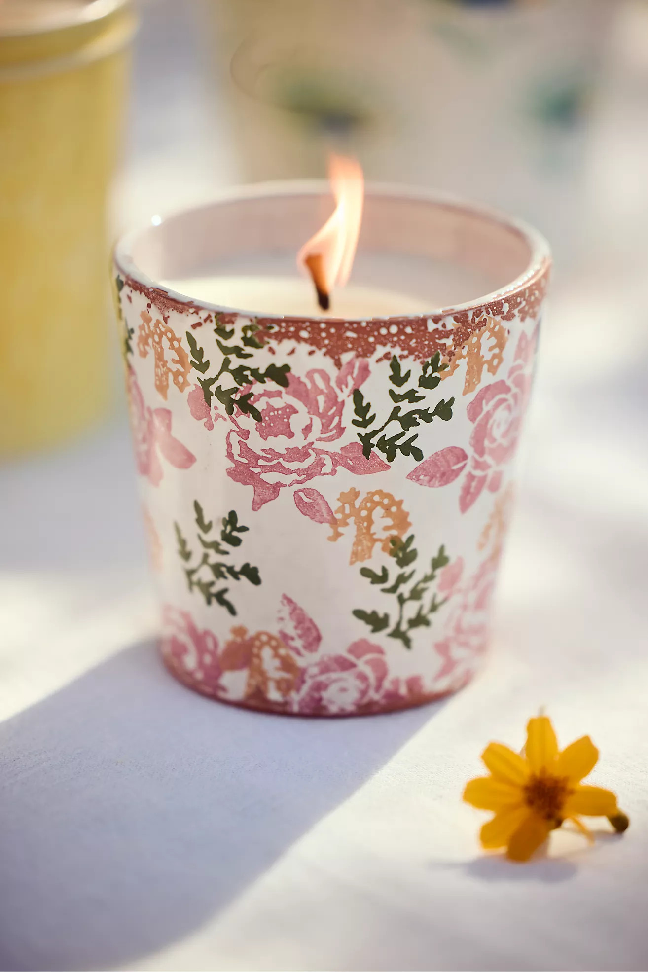 Rosy Floral Citronella Candle | Terrain