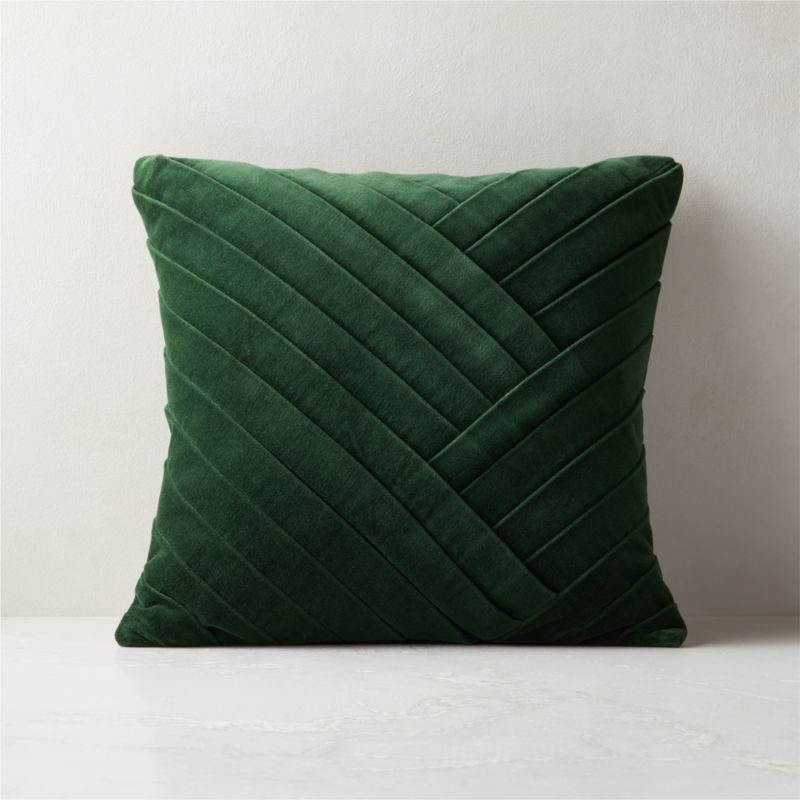 Leger Green Velvet Modern Throw Pillow with Down-Alternative Insert 18" | CB2 | CB2
