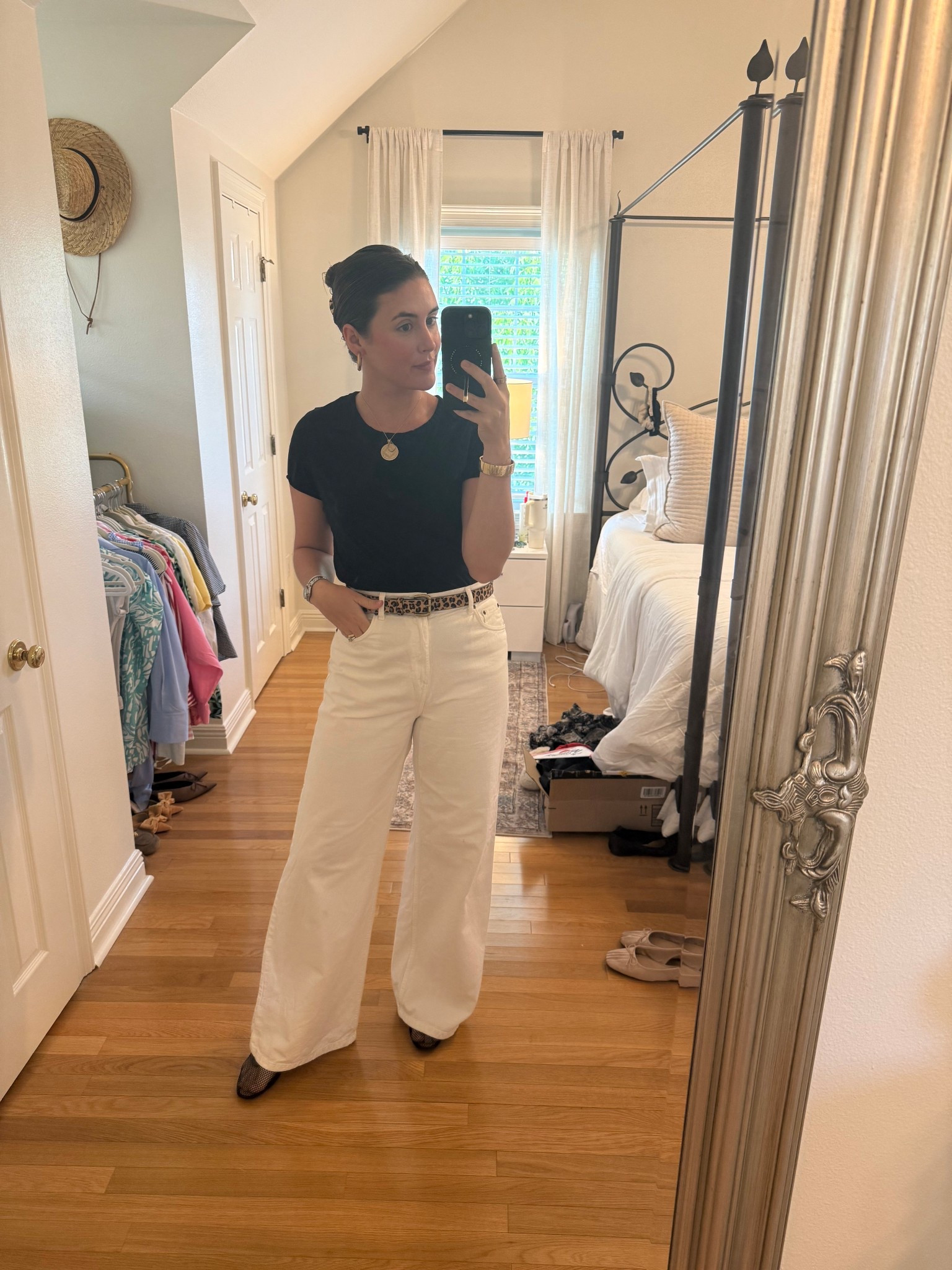 Love a simple outfit combo 🖤 white jeans, black tee with some minor accessories. You can’t go wrong! This is my favorite t-shirt to throw on with a pair of jeans or even a cutesy skirt. Don’t get me started on the shoes! They are my current favorites 🤩

#LTKFindsUnder50 #LTKShoeCrush #LTKFindsUnder100