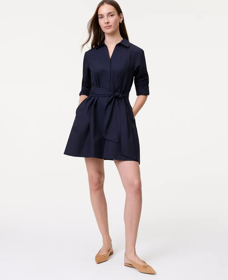 Weekend Belted Mini Shirtdress | Ann Taylor