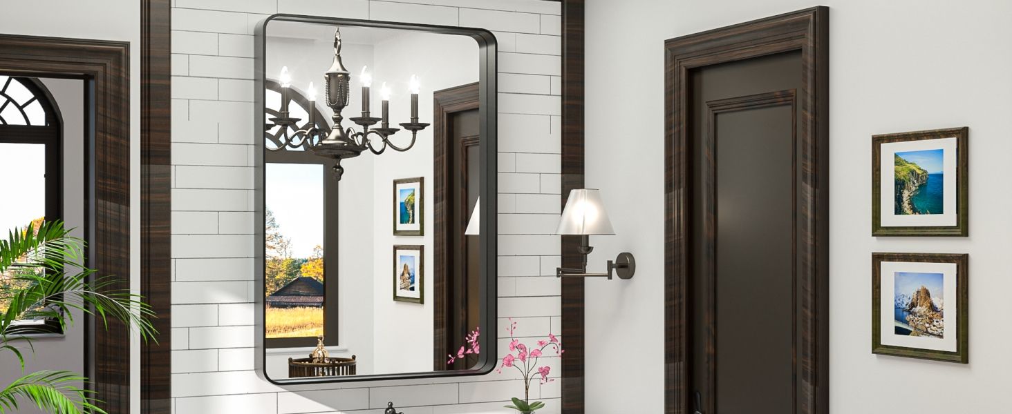 TokeShimi 24 x 36 Inch Black Mirror Wall Mirror for Bathroom Black Metal Frame Decorative Rectang... | Amazon (US)
