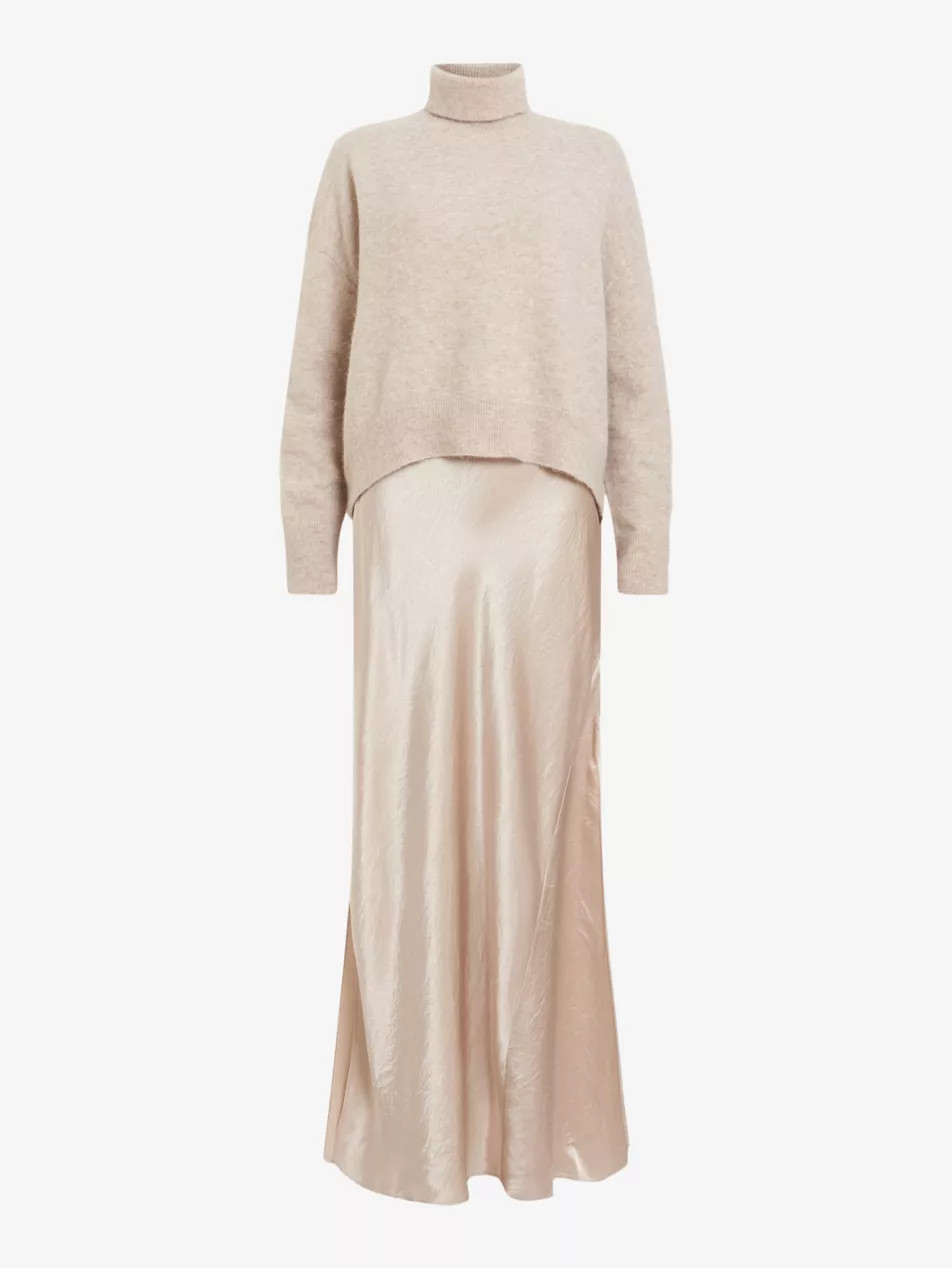 Nico two-in-one wool-blend and satin maxi dress | Selfridges