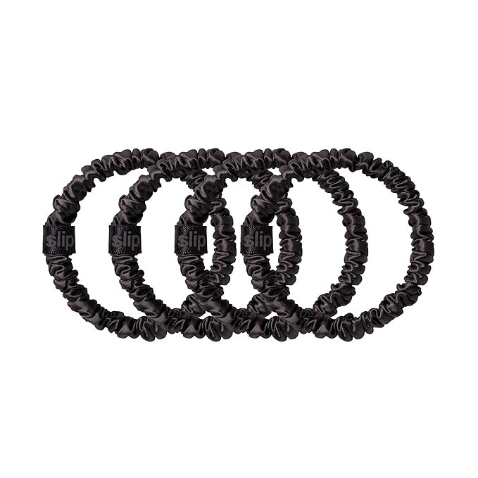 Slip Silk Skinny Scrunchies - Black - 100% Pure 22 Momme Mulberry Silk Scrunchies for Women - Hai... | Amazon (US)