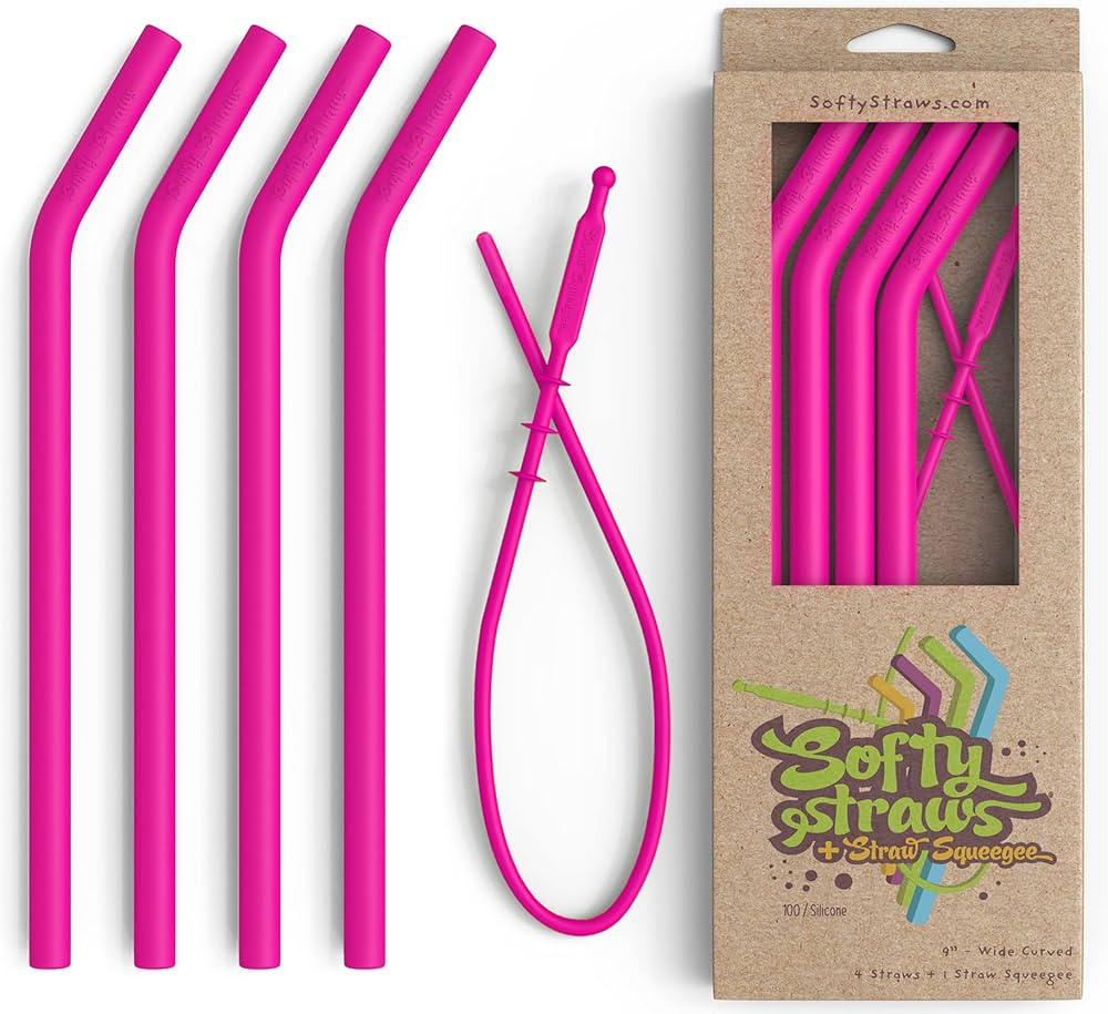 Reusable Silicone Drinking Straws - Big Size with Curved Bend for Tumblers Made from BPA Free No-... | Amazon (US)
