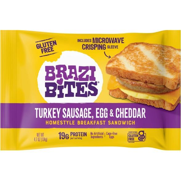 Brazi Bites Gluten Free Turkey Sausage, Egg & Cheddar Frozen Breakfast Sandwich - 4.7oz | Target