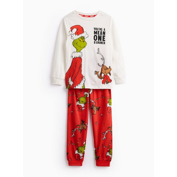 Grinch And Max Printed Jersey Pyjamas 8-9 years | Tu Clothing