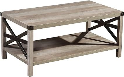 Lipo Coffee Table with Storage Shelf, Rustic Farmhouse Mid Century Retro Vintage Industrial Tea T... | Amazon (US)