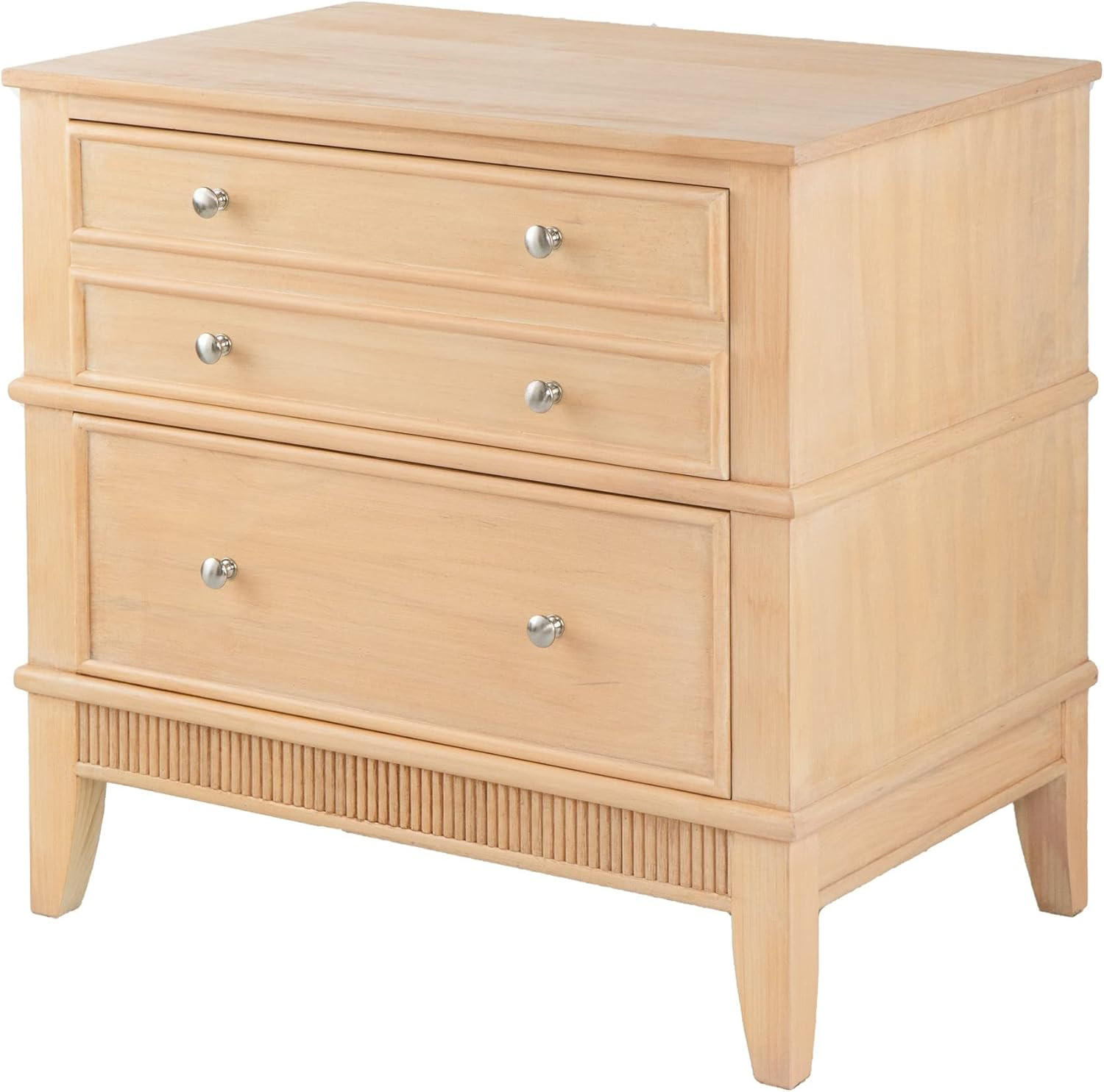 Benjara 27 Inch Bedside Table, 2 Drawers, Textured Wood, Brown | Amazon (US)