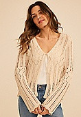 Open Stitch Tie Front Cardigan | Maurices
